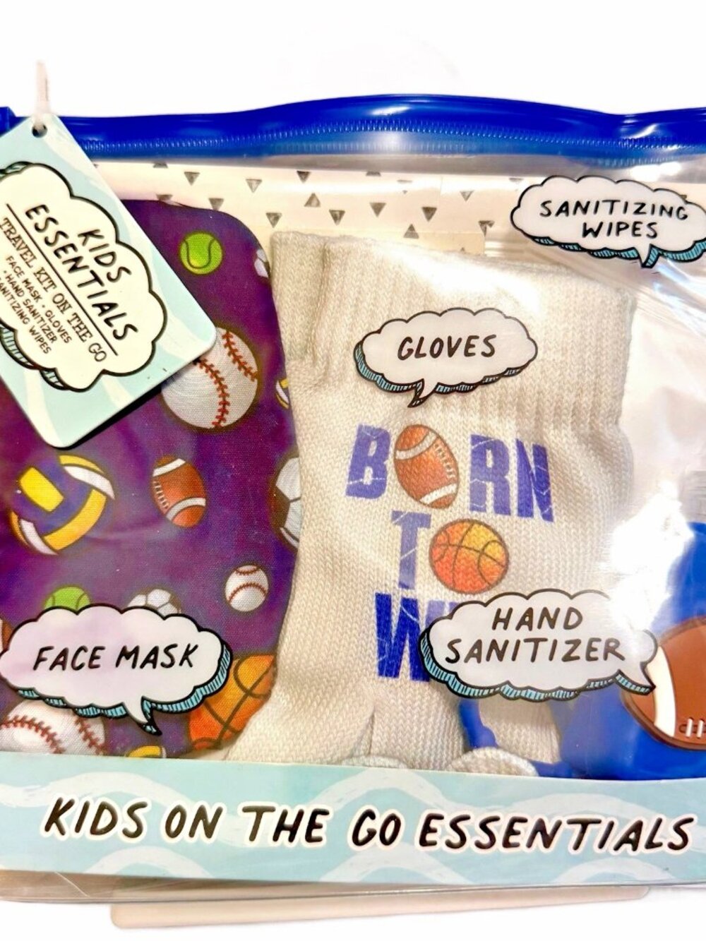 SPORTS Kids Essentials Flu / Cold Season Face Mask Hand Sanitizer Gloves NWT
